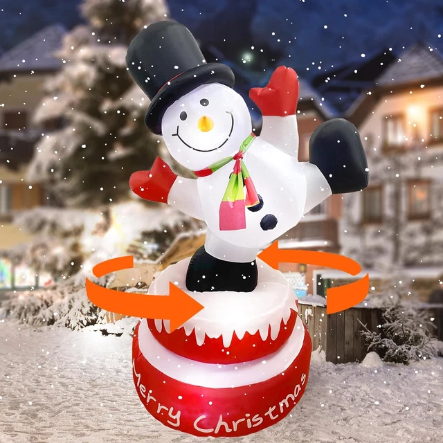 5FT ROTATING CHRISTMAS Inflatable Snowman, Red Outdoor Decorations