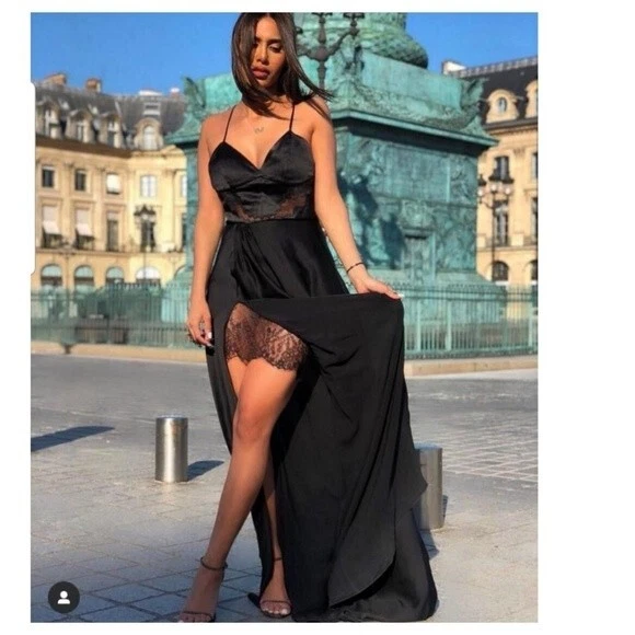 Robe Longue Noire En Dentelle Zara édition Limitée SS19 - Taille L, Neuve Avec étiquettes, Modèle 2526/824