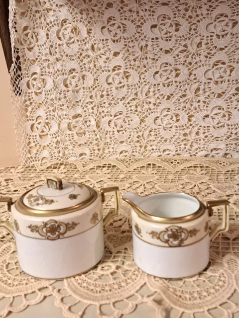 Nippon Heavy Gold Trim Small Creamer & Sugar Bowl Set