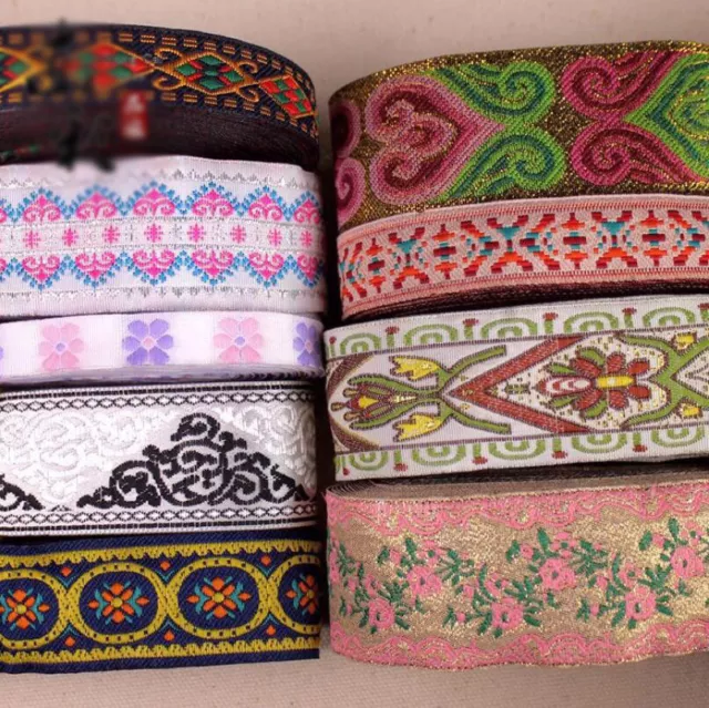 5/10 Yards Vintage Jacquard Ribbon Trim Woven Border Lace Grosgrain DIY Crafts