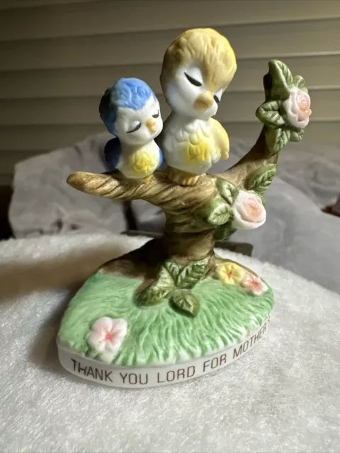 1974 RARE George Good Josef Originals Figurine Mother's Love Mama and Baby Bird