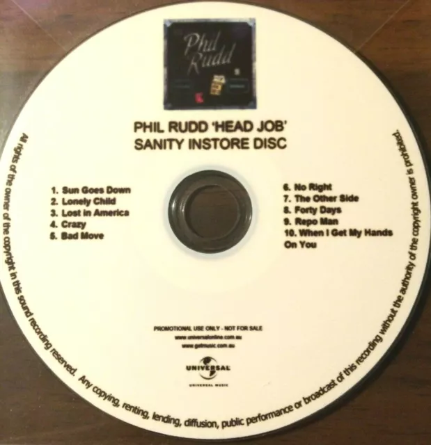 PHIL RUDD AC/DC VERY RARE PROMO Only Australian Instore Advance HEAD JOB CD