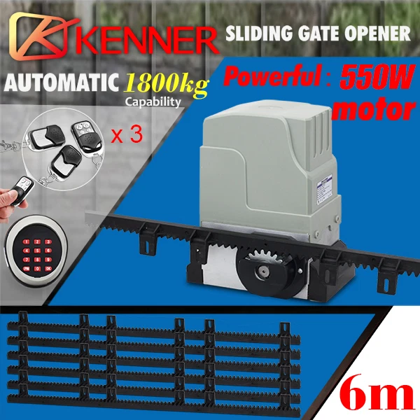 SLIDING ELECTRIC GATE Opener 1800KG Automatic Motor Remote Kit Keypad