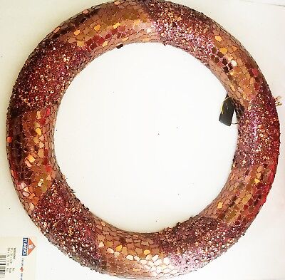 Large 18" Glitter & Sequin Wreaths - Fuchsia, Red & Copper -Use on Door or Table