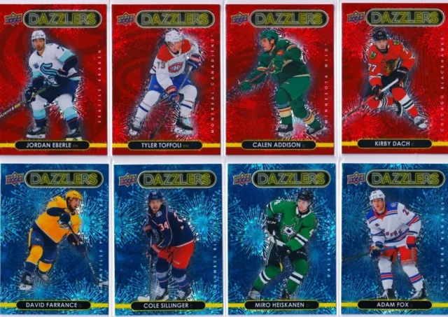'21/22 Upper Deck Series 2 RED GREEN ORANGE BLUE DAZZLERS card *pick from list*