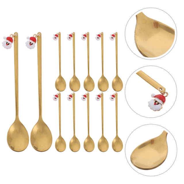 12 Pcs Cuillère De Noël Cuillère À Mélanger Ménage Longue Poignée