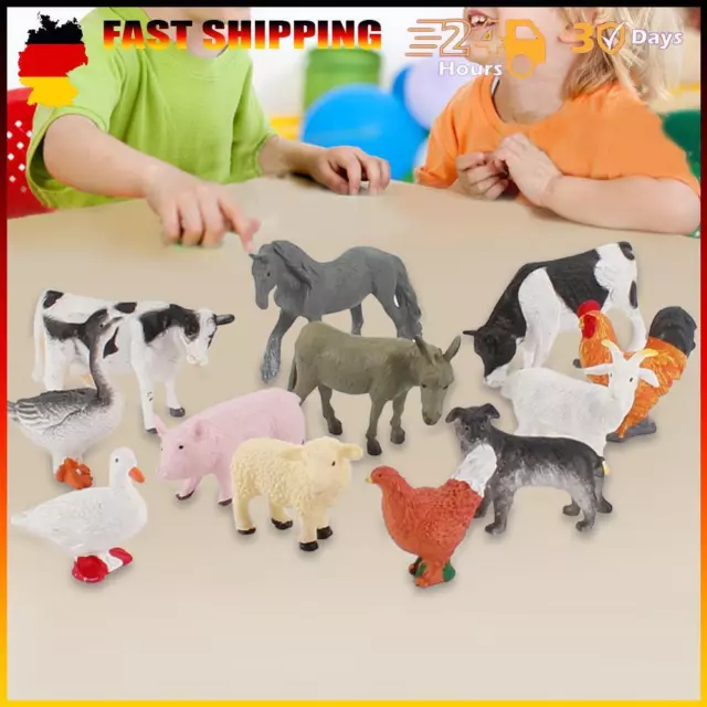 - 12pcs Farm Animals Educational Learning Toy Funny Cute Gifts for Children Kids