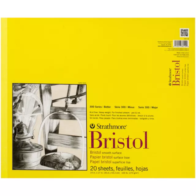 Strathmore Bristol Smooth Paper Pad 14"X17"-20 Sheets 342140
