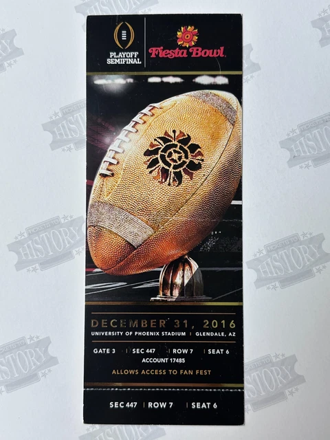 2016 Fiesta Bowl Ticket 12/31/16 Ohio State Clemson Tigers Deshaun Watson MVP 2016 Fiesta Bowl Ticket 12/31/16 Ohio State Clemson Tigers Deshaun Watson MVP
