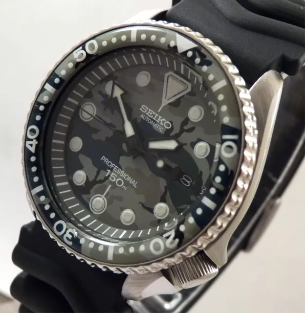 Seiko Ceramic Military Urban Camouflage Automatic Divers Date Watch 7002 Mod