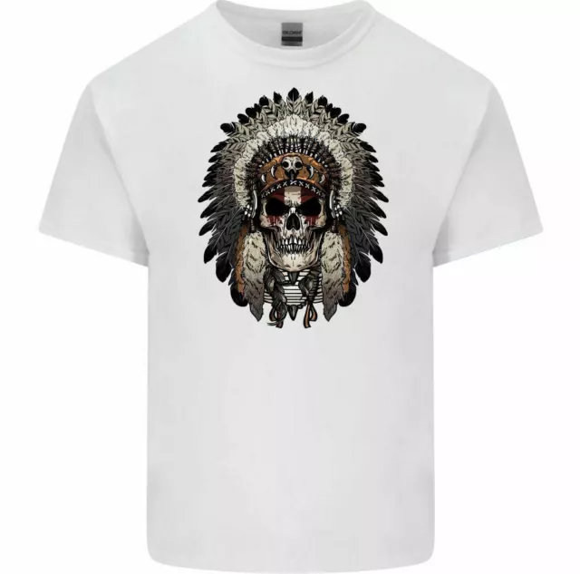 Native American Indian Skull Headdress Mens T-Shirt Biker Motorbike Motorcycle