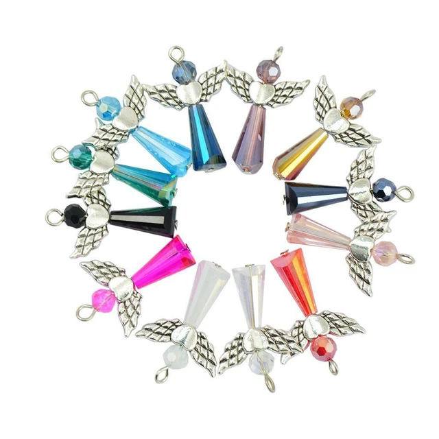 12 Engelsflügel Charms Anhänger Facettierte Acryl Tropfen Perlen