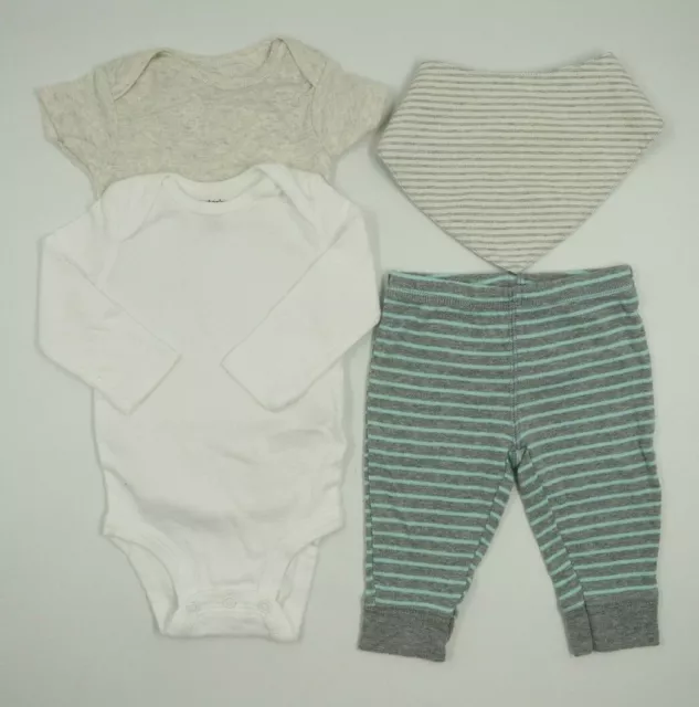 Baby Boy Carters Gerber Multicolor Rompers Leggings Bib Set Lot 4 Size 0-3 Mos