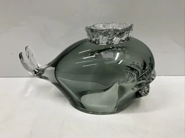 Art Glass Whale Figurine Paperweight Polished Bottom