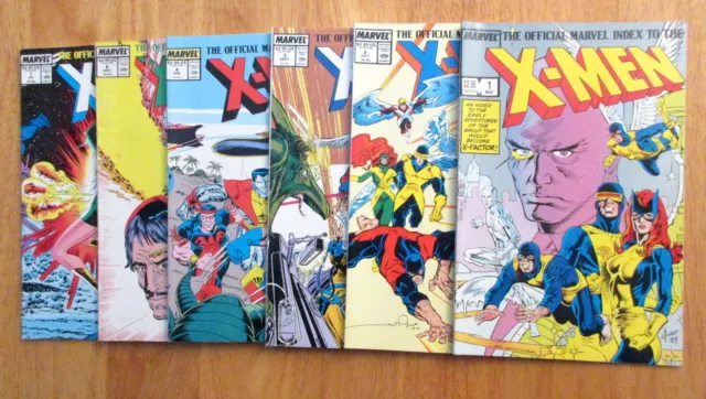 Lot of *6* THE OFFICIAL MARVEL INDEX TO THE X-MEN! #1-4, 6, 7 (5 NM-, 1 FN/VF)