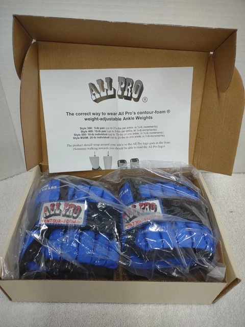 All Pro Ankle Weights 5-lb pair Adjustable 1/4 lb Increments to 2½-lbs per Ankle