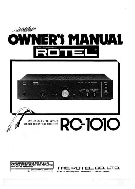 Bedienungsanleitung-Operating Instructions für Rotel RC-1010