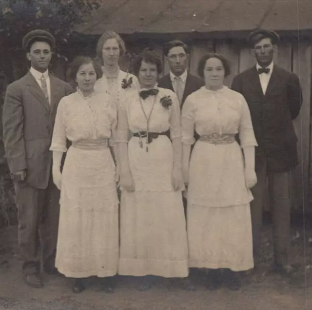 1910s Men Women Family Unknown Location RPPC Real Photo Postcard