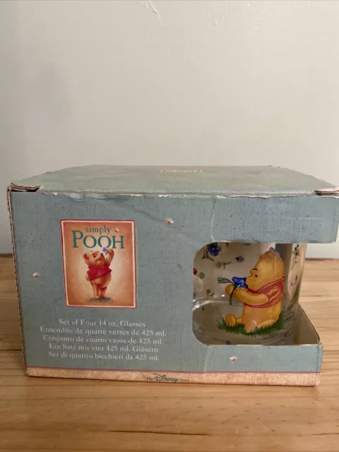 Vntg Set of 4 14oz Disneys Simply Pooh Tumbler Glasses Pooh Piglet Tigger  Eeyor
