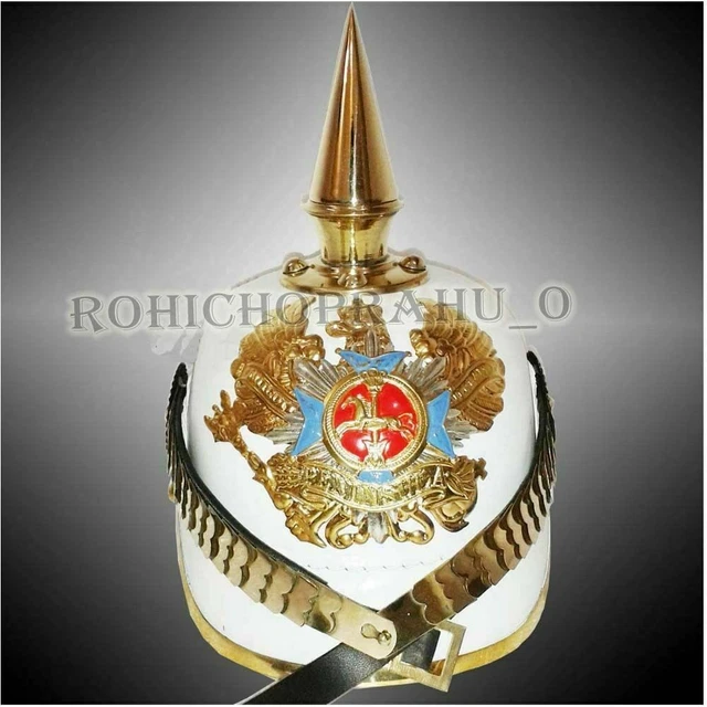 Allemand Pickelhaube Prussien Cuir Casque Impérial Officer S Grade de
