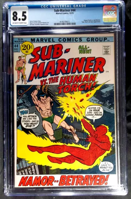 Sub Mariner #44 CGC 8.5 Sub Mariner vs Human Torch Vintage Marvel comics 1971