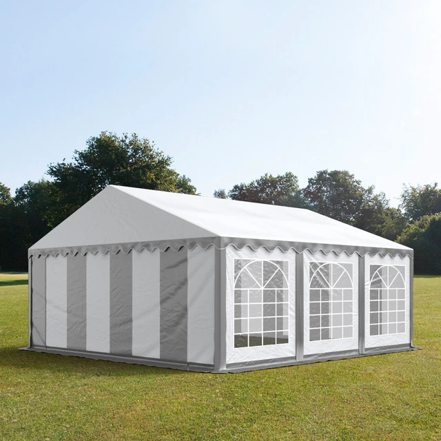 Partyzelt 5x6m Festzelt Gartenzelt Pavillon wasserdicht PVC grau-weiß NEU
