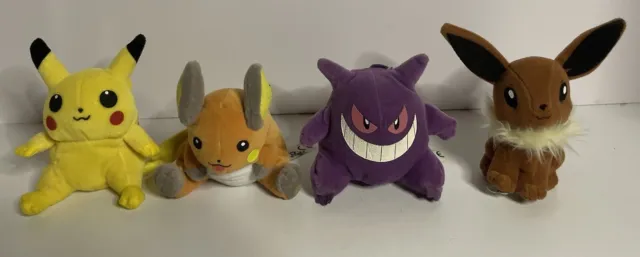 Pokemon 4 vintage peluches plush Pikachu Raichu Gengar Eevee Evoli Ectoplasma