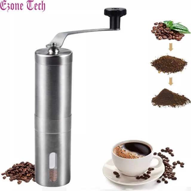 Portable Manual Coffee Grinder Stainless Steel with Ceramic Burr Bean Mill