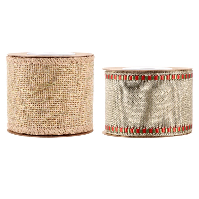 2 Rolls Polyester Christmas Ribbon Ribbons Crafts Party Decoration