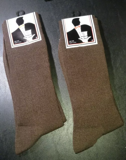 2 NEW MEN'S TUXEDO FORMAL EXPRESSO BROWN DRESS SOCKS SOX -UNIVERSAL HOSIERY Inc