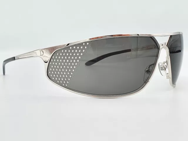 Occhiali da sole vintage Christian Dior vento YB7 grandi borchie metallo curve 2002