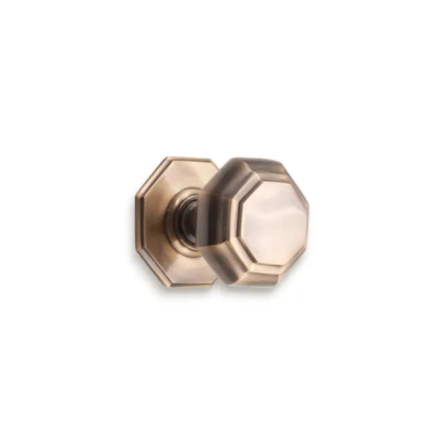 Centre Door Knob Octagonal Large Solid Brass Front Pull Handle Antique Brass