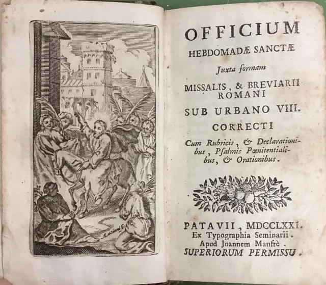 Officium Hebdomadae Sanctae-Patavii Ex Typographia Seminarii 1771