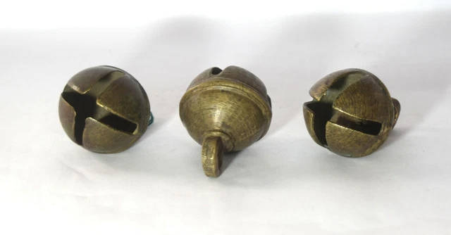 Vintage Collectible Three Brass Bells Indian Hand Crafted Decorative. G70-151