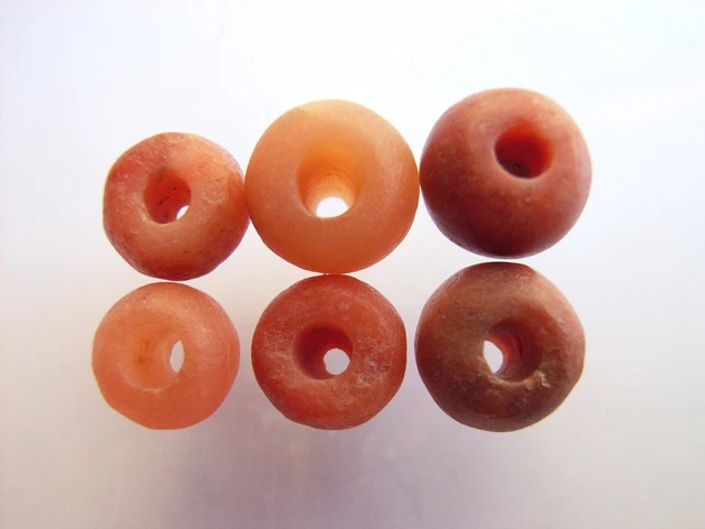 6 Ancient Roman Carnelian, Quartz Beads, Romans,  100 - 300 AD, VERY RARE !