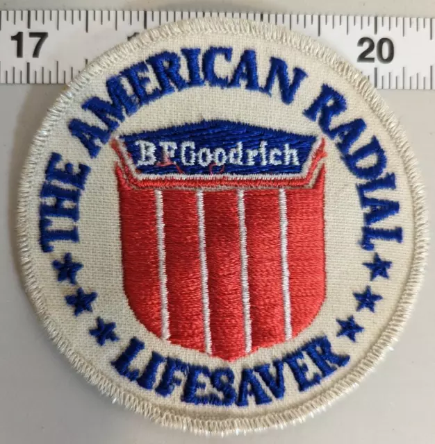 BF Goodrich American Radial Tire Jacket Patch Lifesaver Tuscaloosa Vintage 3.5"