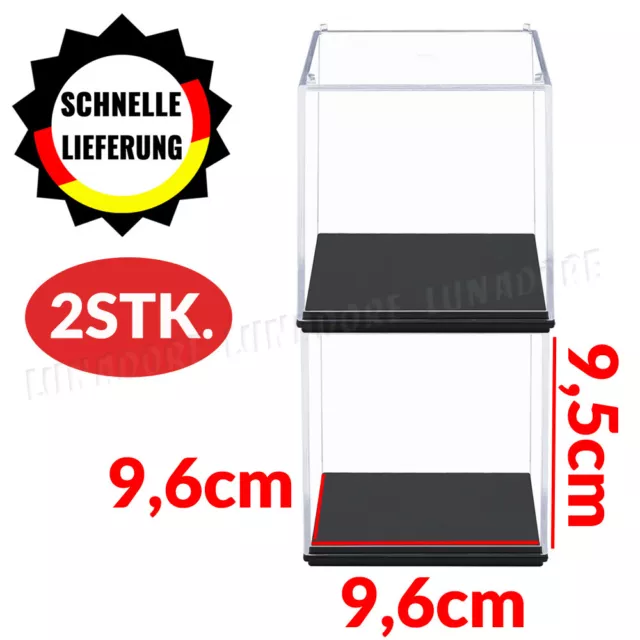 2 Stk 96mm x96mm x95mm Klein Acryl Vitrine Einzelvitrine Plexiglas Figur DE Satz