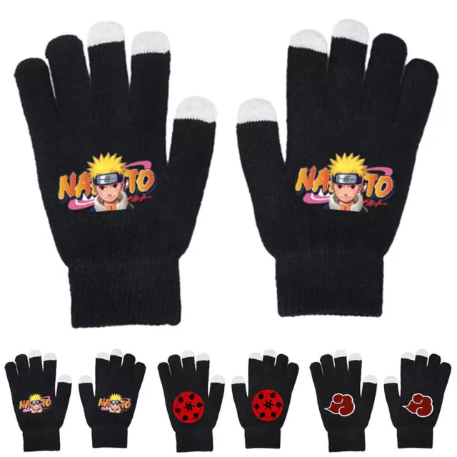 Kids Boys Girls Anime Naruto Knitted Gloves Winter Warmer Touch Screen Mittens-