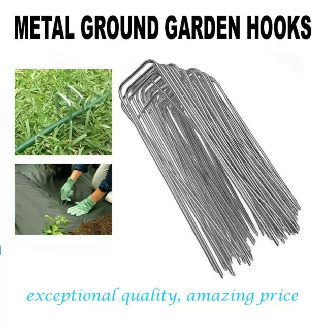 Galvanized Metal Ground Garden Membrane Pins Pegs Fabric Hooks Staples U Pins 6"