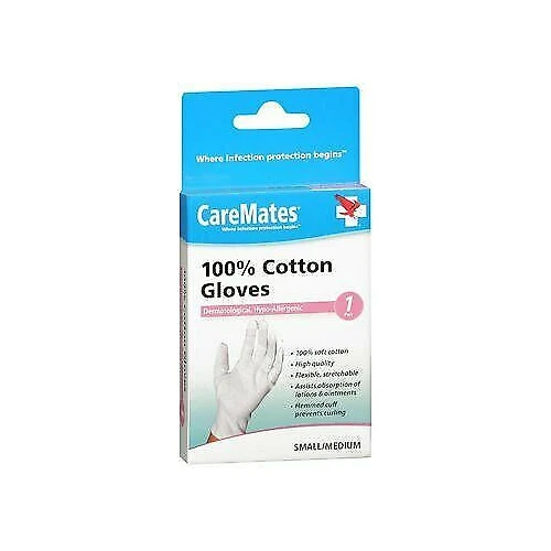 Guantes Caremates 100% Algodón Hipoalergénicos Flexibles Pequeños Medianos 1 Par de 6 Paquete