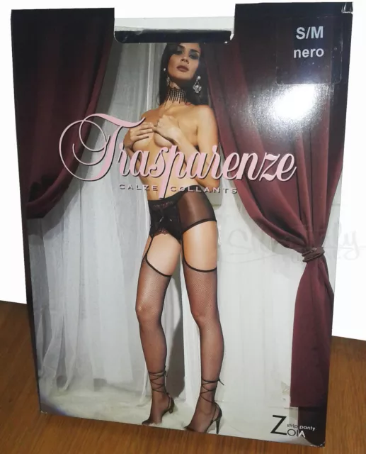 Trasparenze ZOIA strip panty calze nero lingerie pizzo rete autoreggenti sexy SM 3