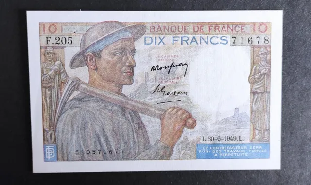 France Billet de 10 Francs Mineur du 30 /06/1949  F.205 Ref : F.08/22