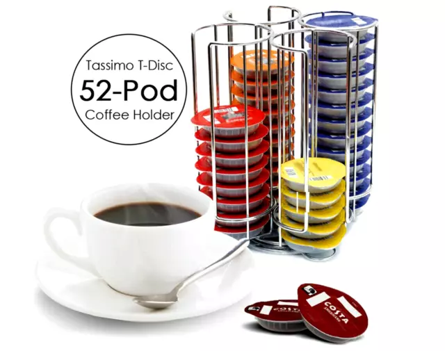 52 T Disc Pod Holder Capsule Refil Storage Tower Rack for TASSIMO Coffee Machine