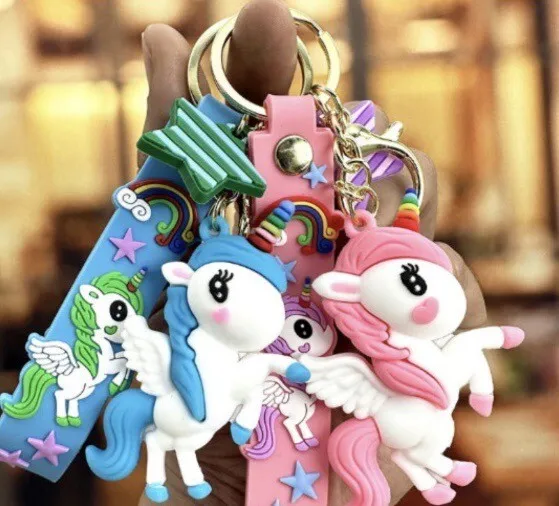 3D Cute  Unicorn Keyring Girls Key Ring Bag Pendant Keychain For Birthday Gifts