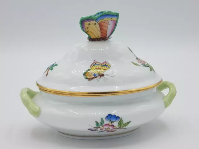 Herend hvngary Small Covered Sugar Bowl Butterfly Design 552 4.5" Tall Rare