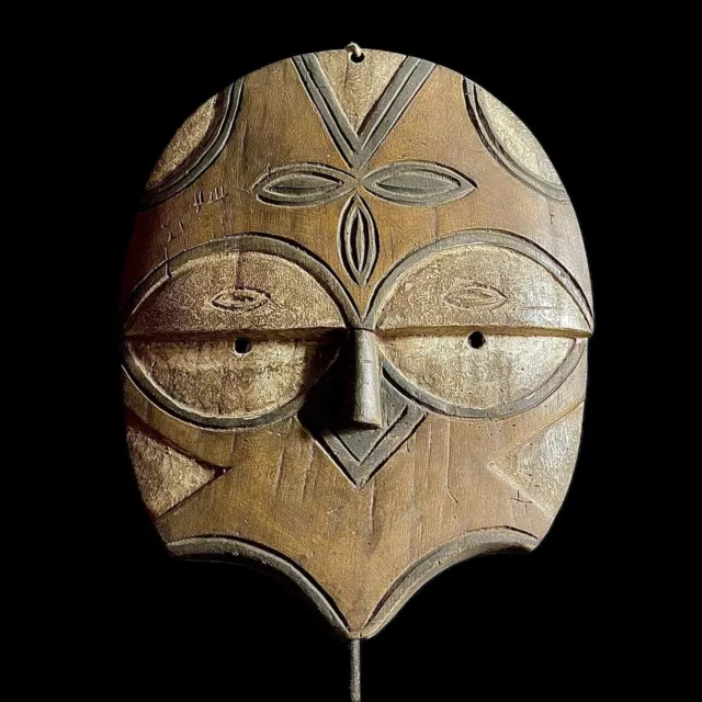 African Masks Antiques Tribal Face Vintage Wood And Hand Carved Eket Mask-9415