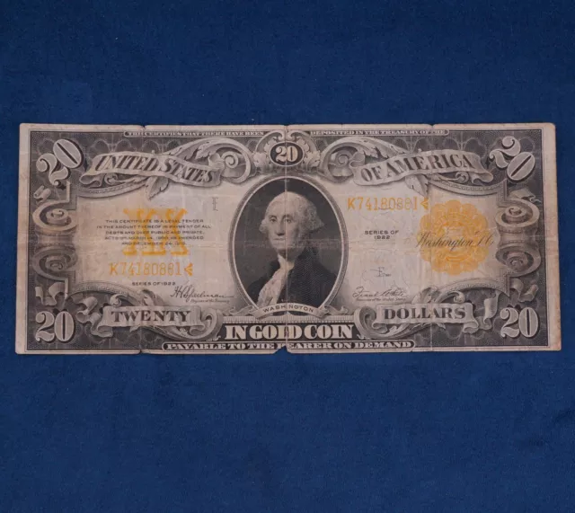 1922 $20 Gold Certificate FR #1187 Large Size Note - Free Shipping U.S.A