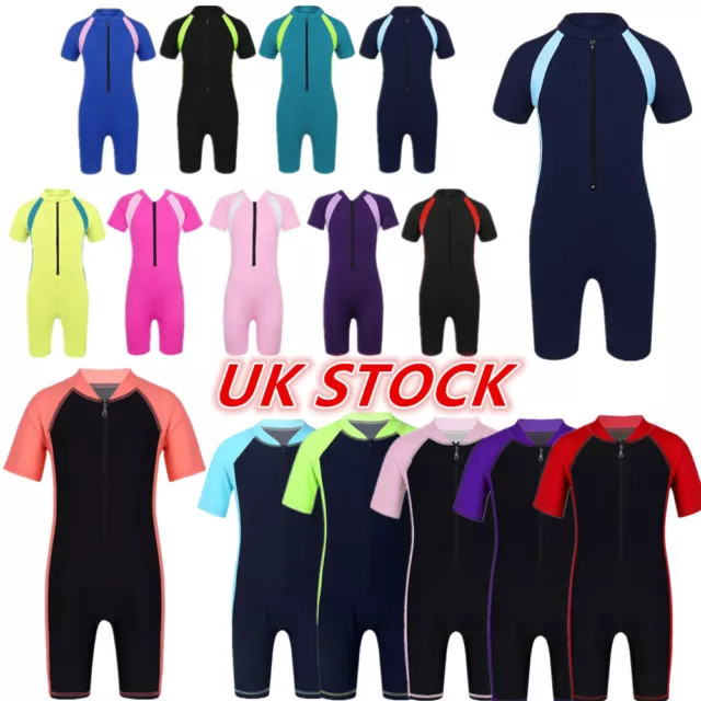 UK Girls Boys Swimming Costume One-Piece Swimsuit Rash Guard Swimming Suits