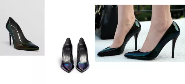 Stuart Weitzman Womens Heel Pump Shoes Nouveau Black Patent Leather 4" Stiletto