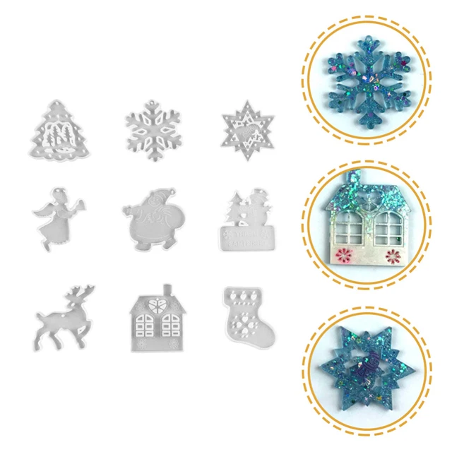 9 piezas moldes de fundición de campana de viento epoxi moldes de campana colgante de Navidad moldes de viento campana